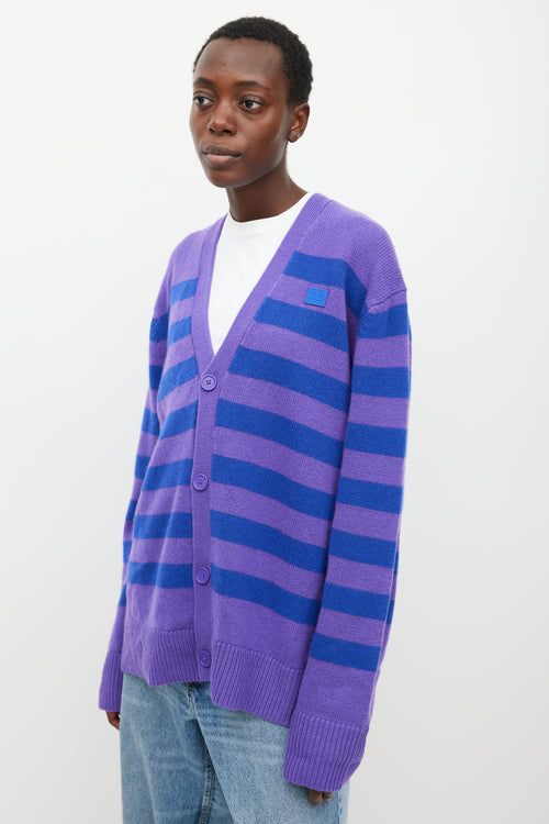 Acne Studios Purple 
Blue Wool Striped Cardigan