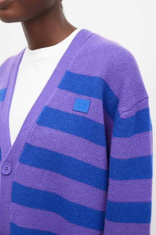 Acne Studios Purple 
Blue Wool Striped Cardigan