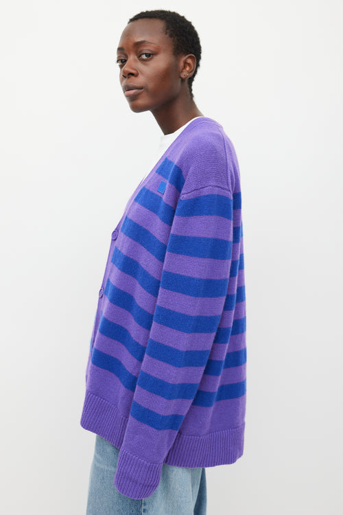 Acne Studios Purple 
Blue Wool Striped Cardigan