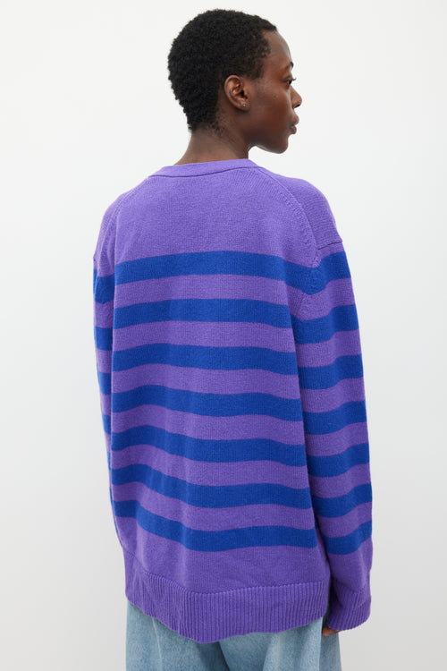 Acne Studios Purple 
Blue Wool Striped Cardigan