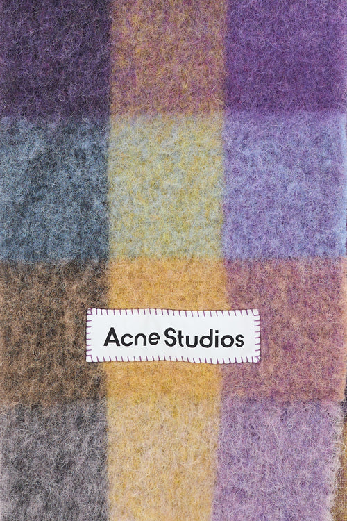 Acne Studios Purple 
Yellow Wool Checkered Scarf