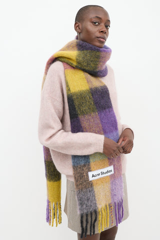 Acne Studios Purple 
Yellow Wool Checkered Scarf