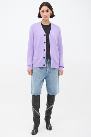 Acne Studios Purple Wool Face Logo Cardigan