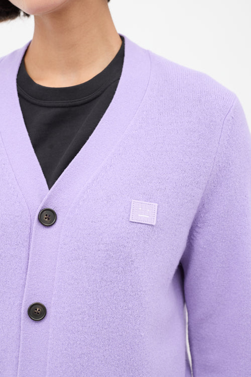 Acne Studios Purple Wool Face Logo Cardigan