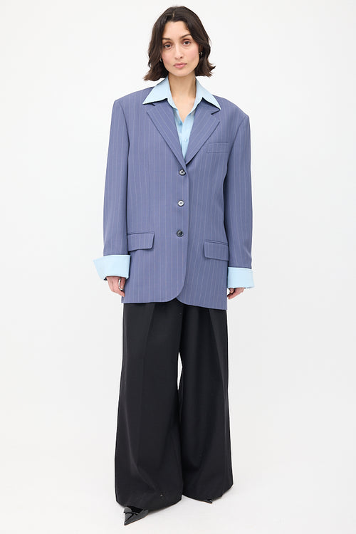 Acne Studios Purple Wool Pinstripe Blazer