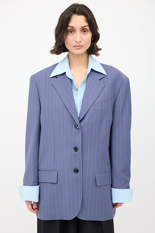 Acne Studios Purple Wool Pinstripe Blazer