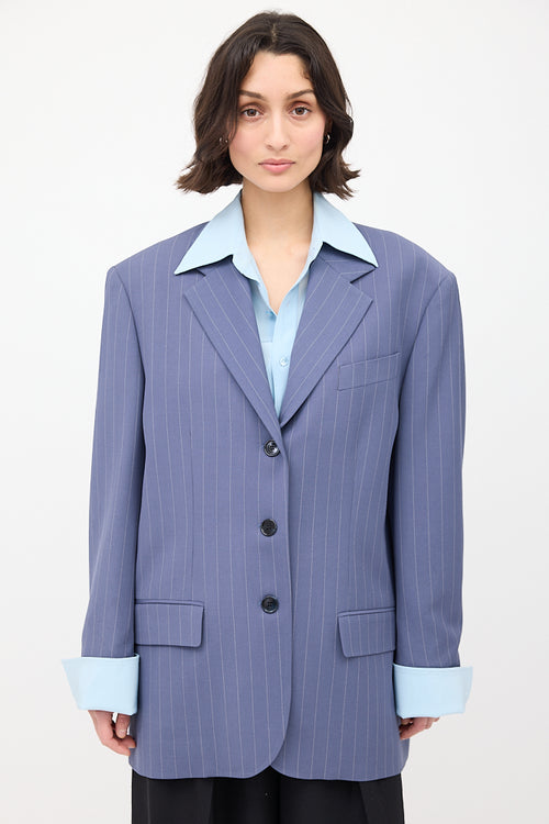 Acne Studios Purple Wool Pinstripe Blazer