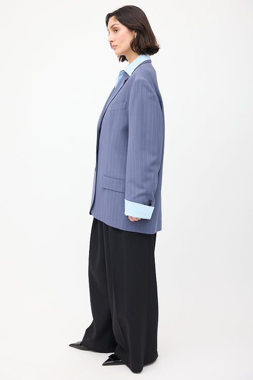 Acne Studios Purple Wool Pinstripe Blazer