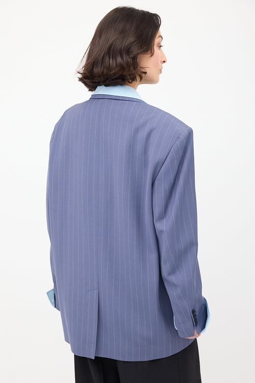 Acne Studios Purple Wool Pinstripe Blazer