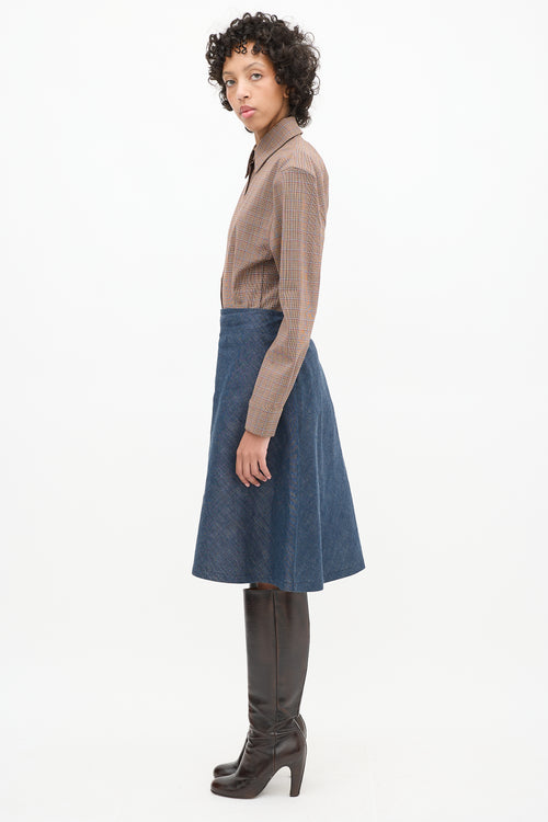 Acne Studios Raw Denim A-Line Midi Skirt