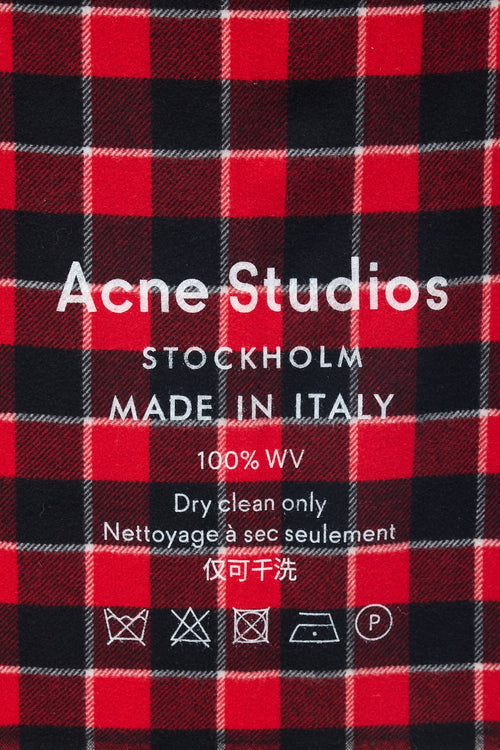 Acne Studios Red 
Black Wool Cassiar Check Logo Scarf