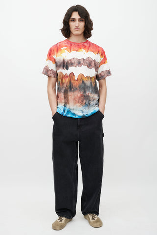 Acne Studios Red 
Multicolour Watercolour T-Shirt