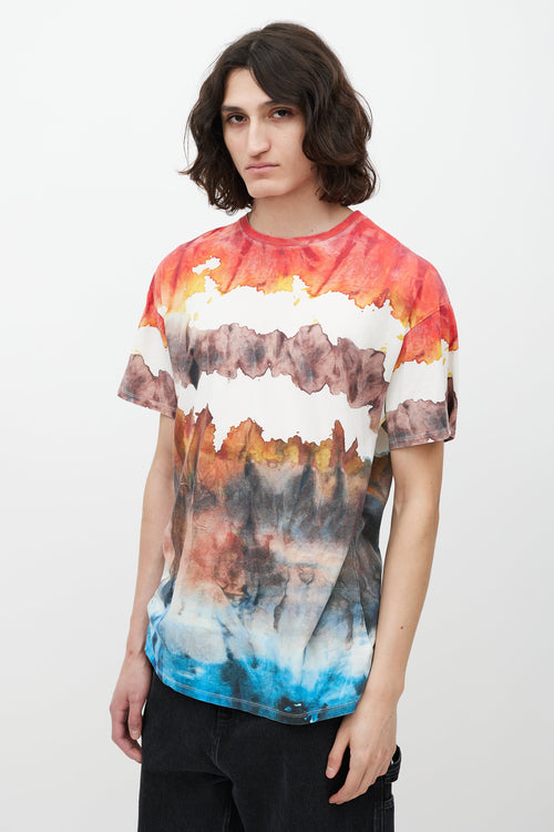 Acne Studios Red 
Multicolour Watercolour T-Shirt