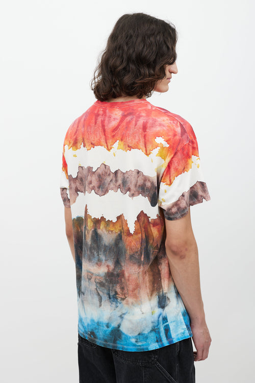 Acne Studios Red 
Multicolour Watercolour T-Shirt