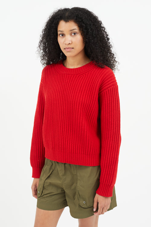 Acne Studios Red Ribbed Wool Sweater