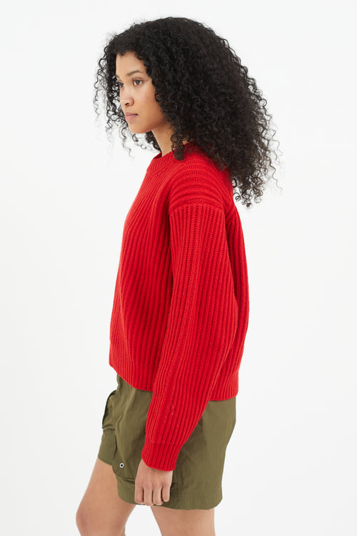 Acne Studios Red Ribbed Wool Sweater