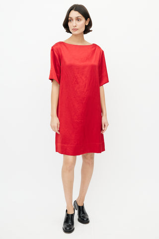 Acne Studios Red Satin Shift Dress