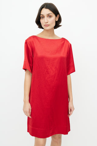 Acne Studios Red Satin Shift Dress