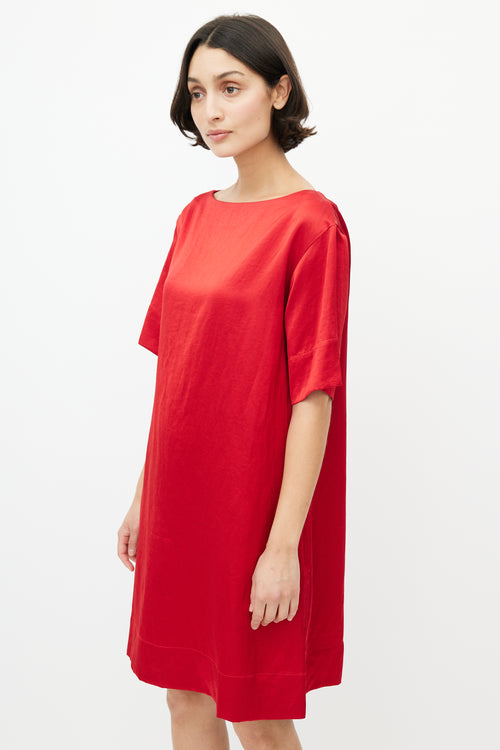 Acne Studios Red Satin Shift Dress