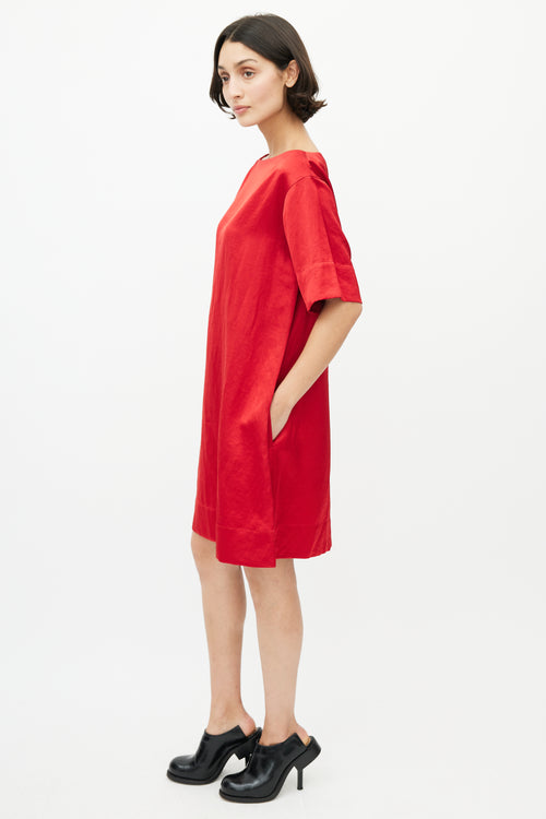 Acne Studios Red Satin Shift Dress