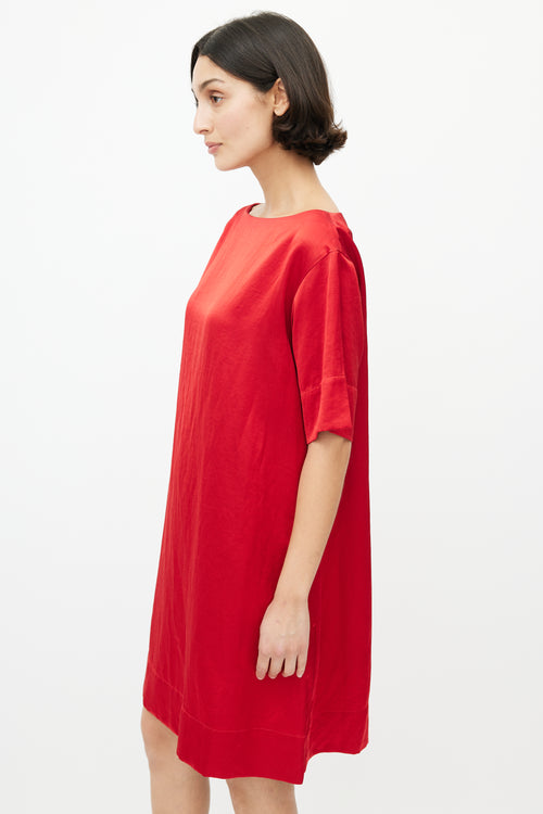 Acne Studios Red Satin Shift Dress