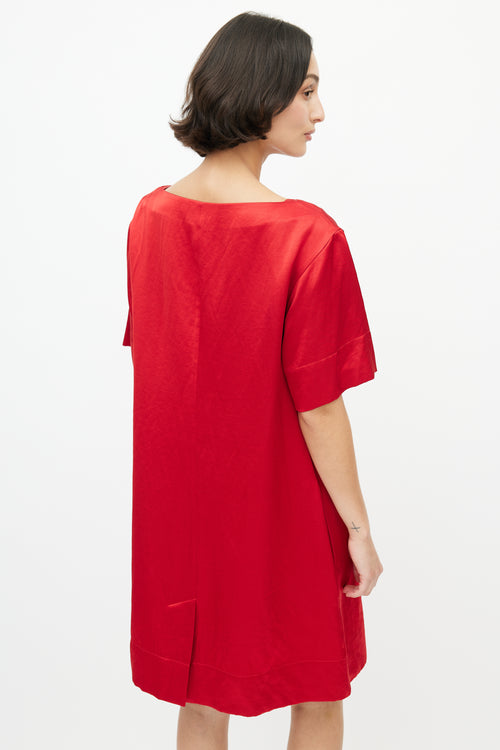 Acne Studios Red Satin Shift Dress