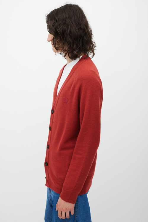 Acne Studios Red Wool Face Logo Cardigan