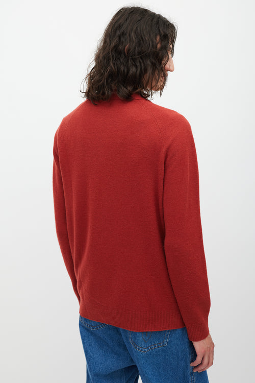 Acne Studios Red Wool Face Logo Cardigan