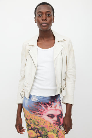 Acne Studios SS 2015 White Mock Scratch Leather Jacket