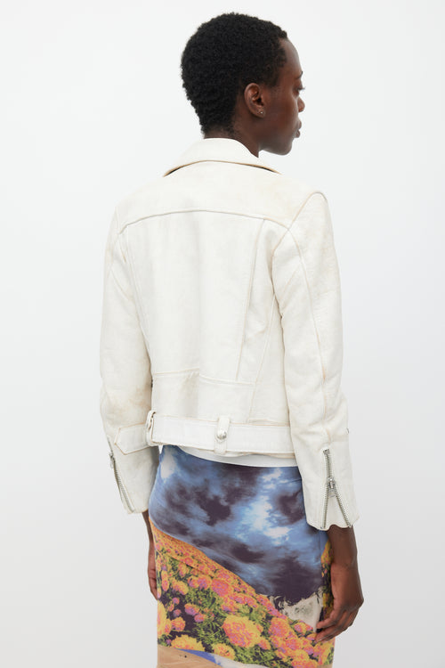 Acne Studios SS 2015 White Mock Scratch Leather Jacket