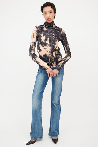 Acne Studios Satin Tie Dye Turtleneck Top