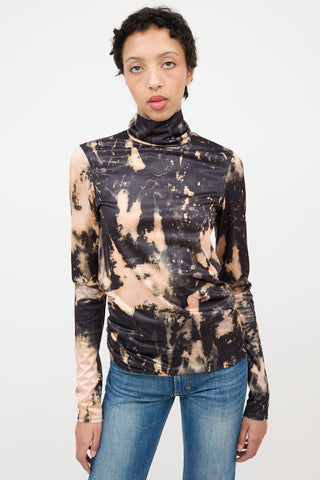 Acne Studios Satin Tie Dye Turtleneck Top