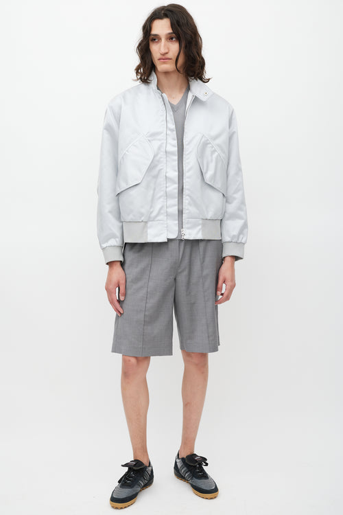 Acne Studios Silver Nylon Bomber Jacket