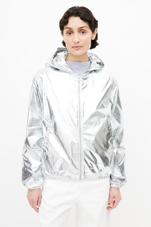 Acne Studios Silver Nylon Hooded Jacket