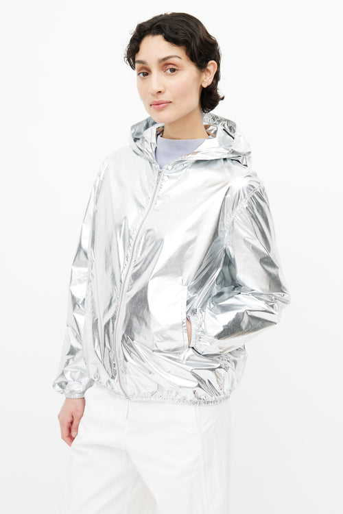 Acne Studios Silver Nylon Hooded Jacket