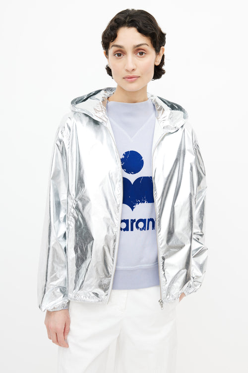 Acne Studios Silver Nylon Hooded Jacket