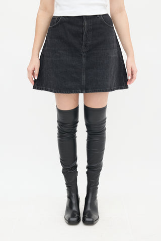 Acne Studios Washed Black Denim A-Line Mini Skirt