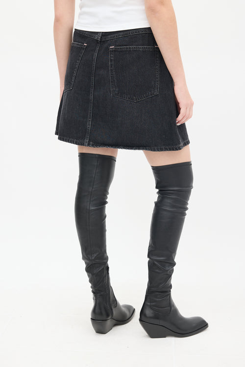 Acne Studios Washed Black Denim A-Line Mini Skirt