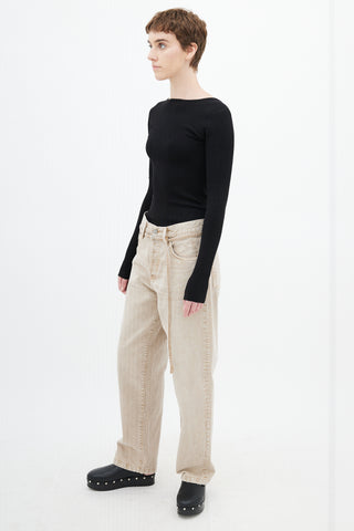 Acne Studios Beige Loose Fit Belted Jeans