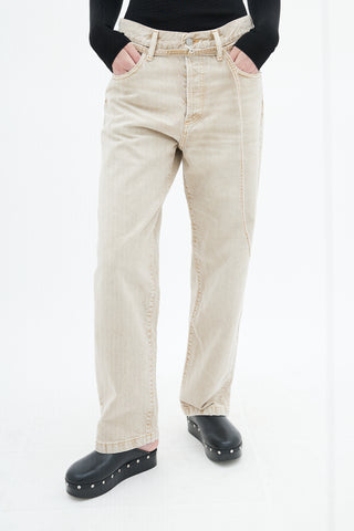 Acne Studios Beige Loose Fit Belted Jeans