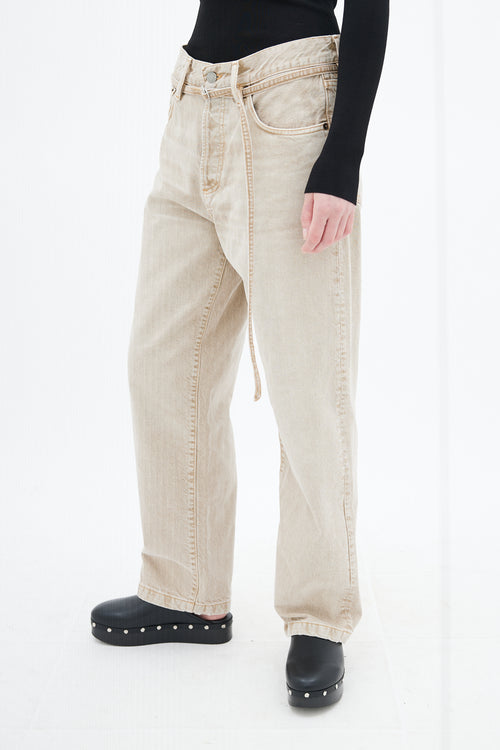 Acne Studios Beige Loose Fit Belted Jeans