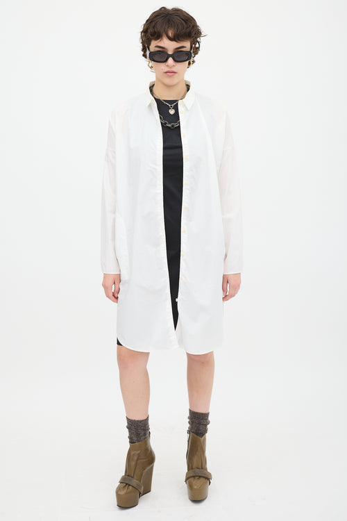 Acne Studios White Cotton Lash Tech Pop Shirt Dress