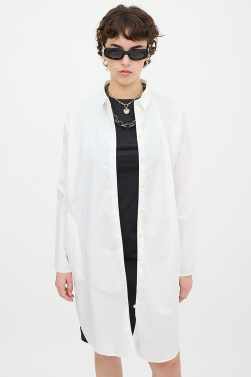 Acne Studios White Cotton Lash Tech Pop Shirt Dress