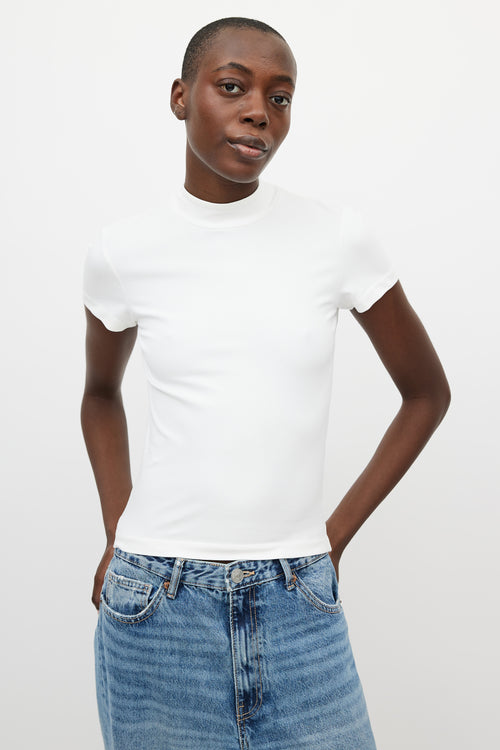 Acne Studios White Mock Neck Zip Top