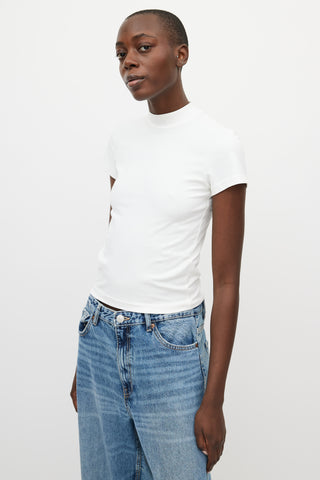 Acne Studios White Mock Neck Zip Top