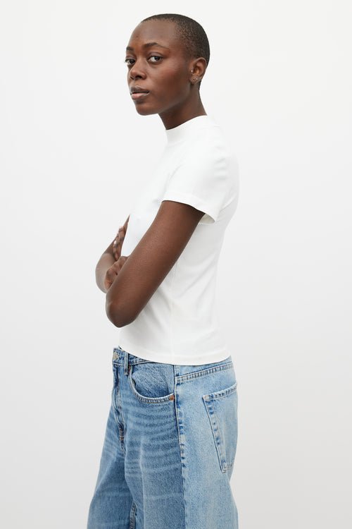 Acne Studios White Mock Neck Zip Top