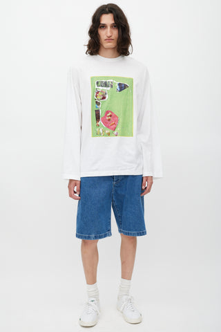 Acne Studios White 
Multicolour Graphic Top