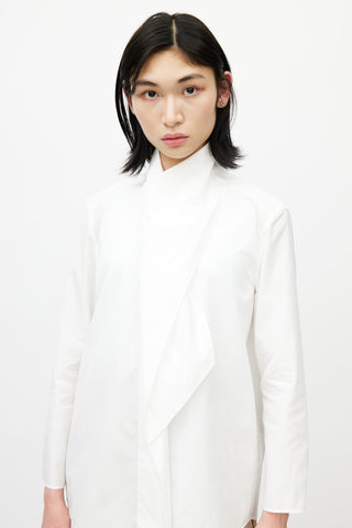 Acne Studios White Poplin Scarf Shirt