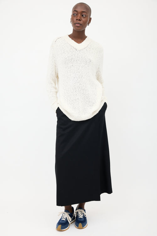 Acne Studios White Textured V-Neck Oversized Sweater