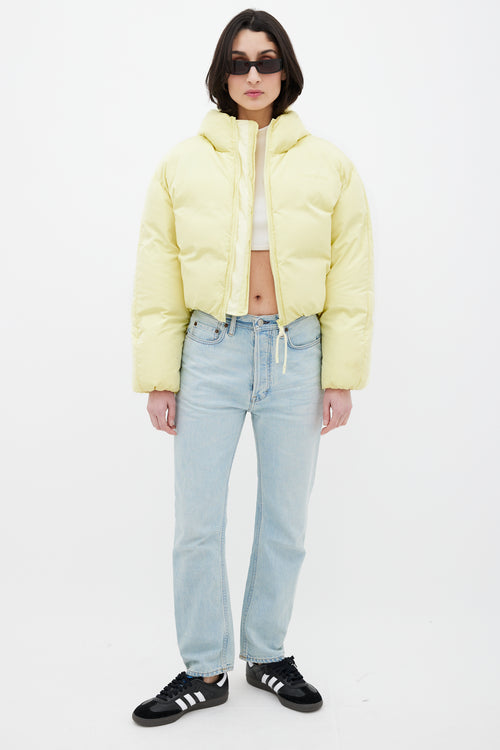 Acne Studios Yellow Hooded Cropped Down Jacket